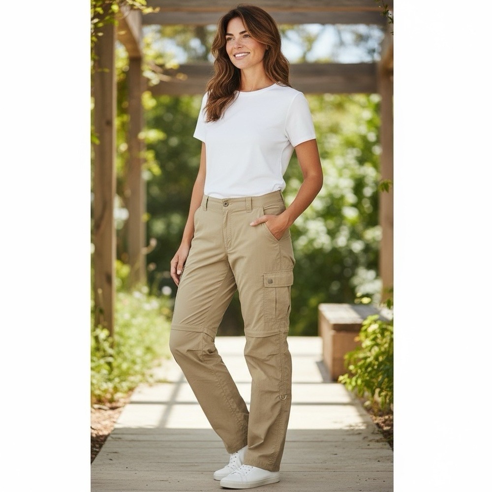 Canyon Creek Hiking Cargo Pants Zip Off Convertible Shorts Women's Medium Tan